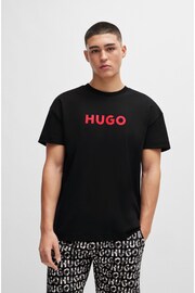 HUGO Stretch Cotton Logo Print Black Pyjama Set - Image 3 of 4