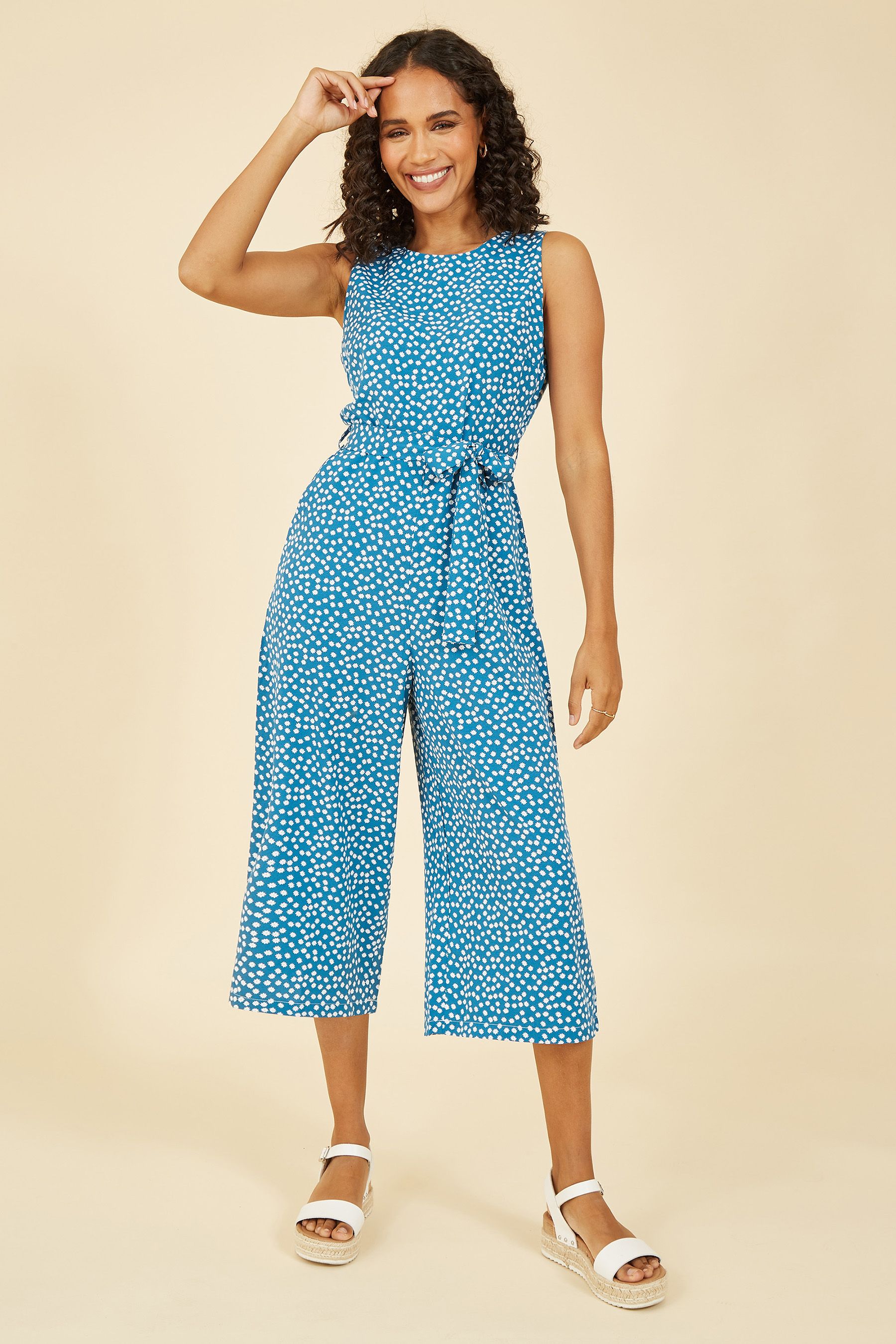Buy Mela Blue Ditsy Daisy Sleeveless Culotte Jumpsuit from the Next UK online shop