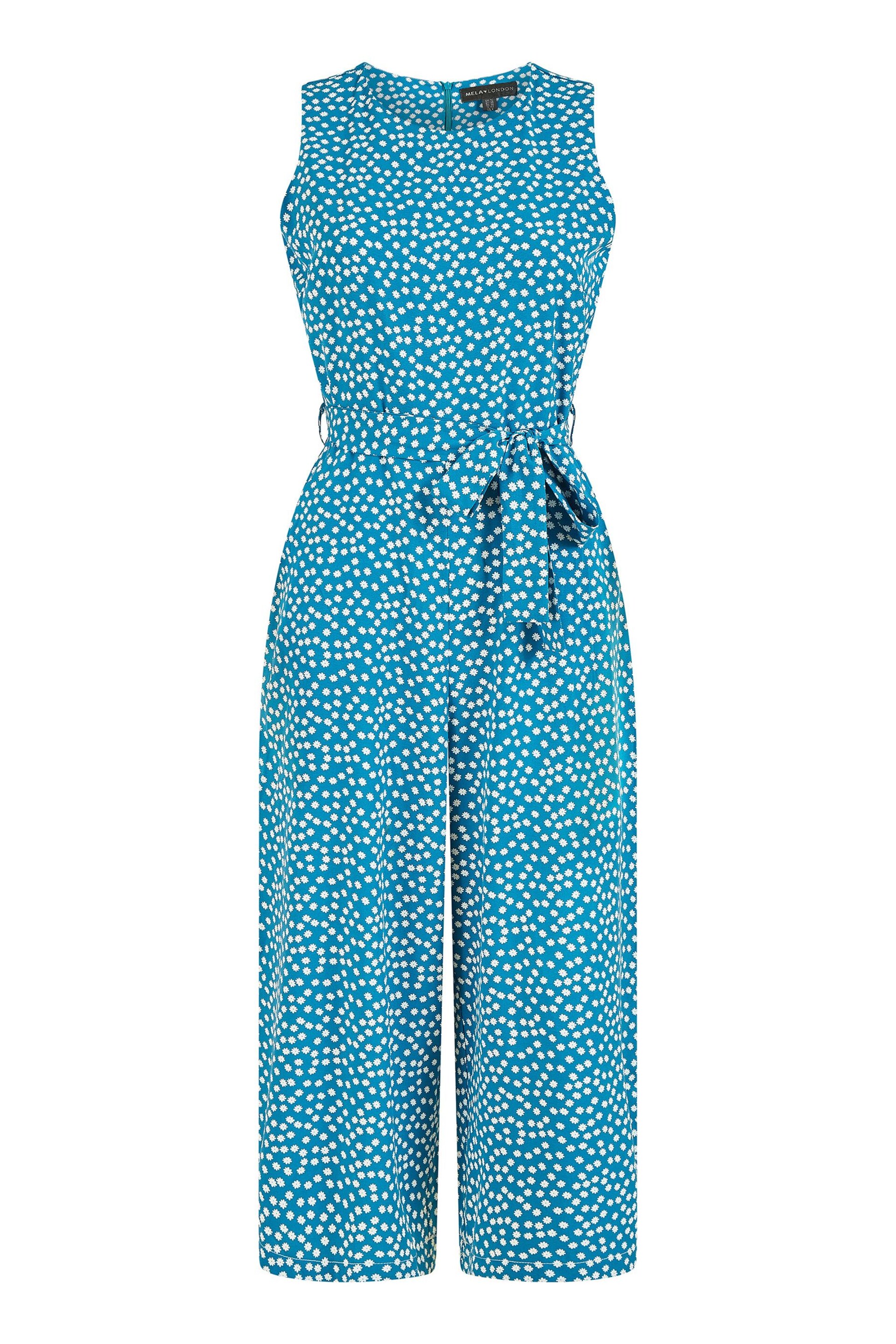 Mela Blue Ditsy Daisy Sleeveless Culotte Jumpsuit - Image 5 of 5