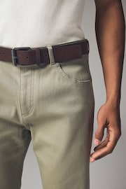 Light Stone Straight Fit Belted Textured 5 Pocket Trousers - Image 5 of 7