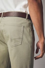 Light Stone Straight Fit Belted Textured 5 Pocket Trousers - Image 6 of 7