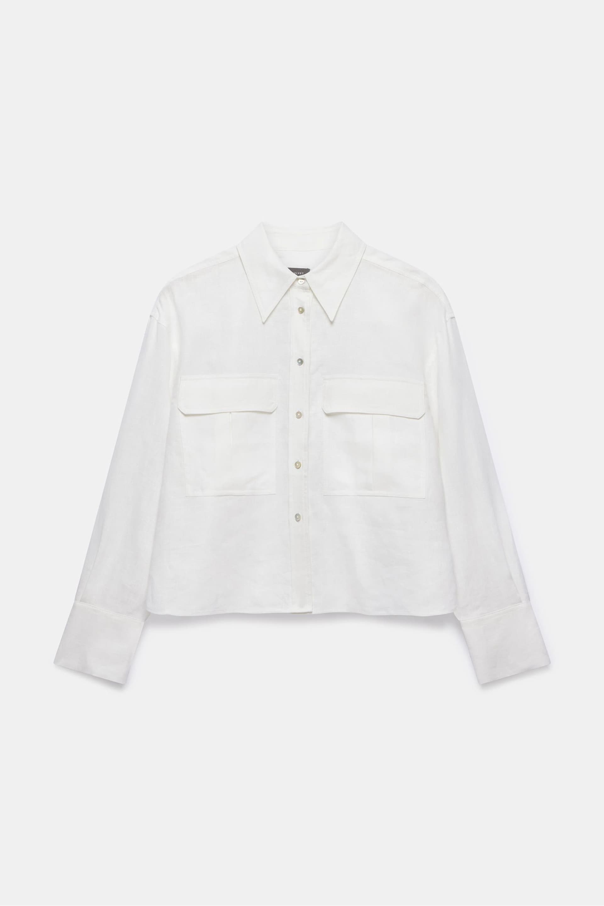 Mint Velvet White Cropped Linen Shirt - Image 3 of 4