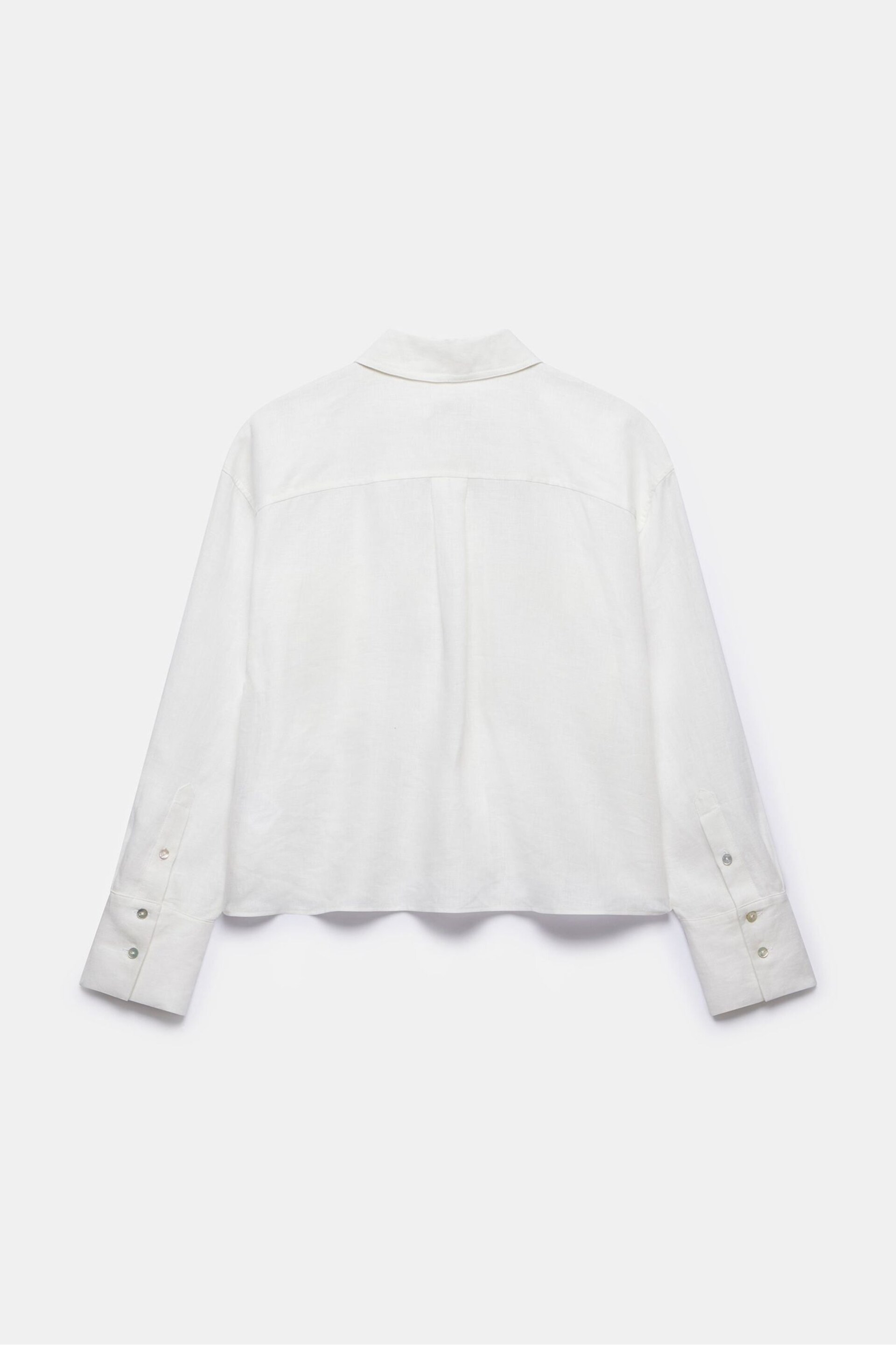 Mint Velvet White Cropped Linen Shirt - Image 4 of 4
