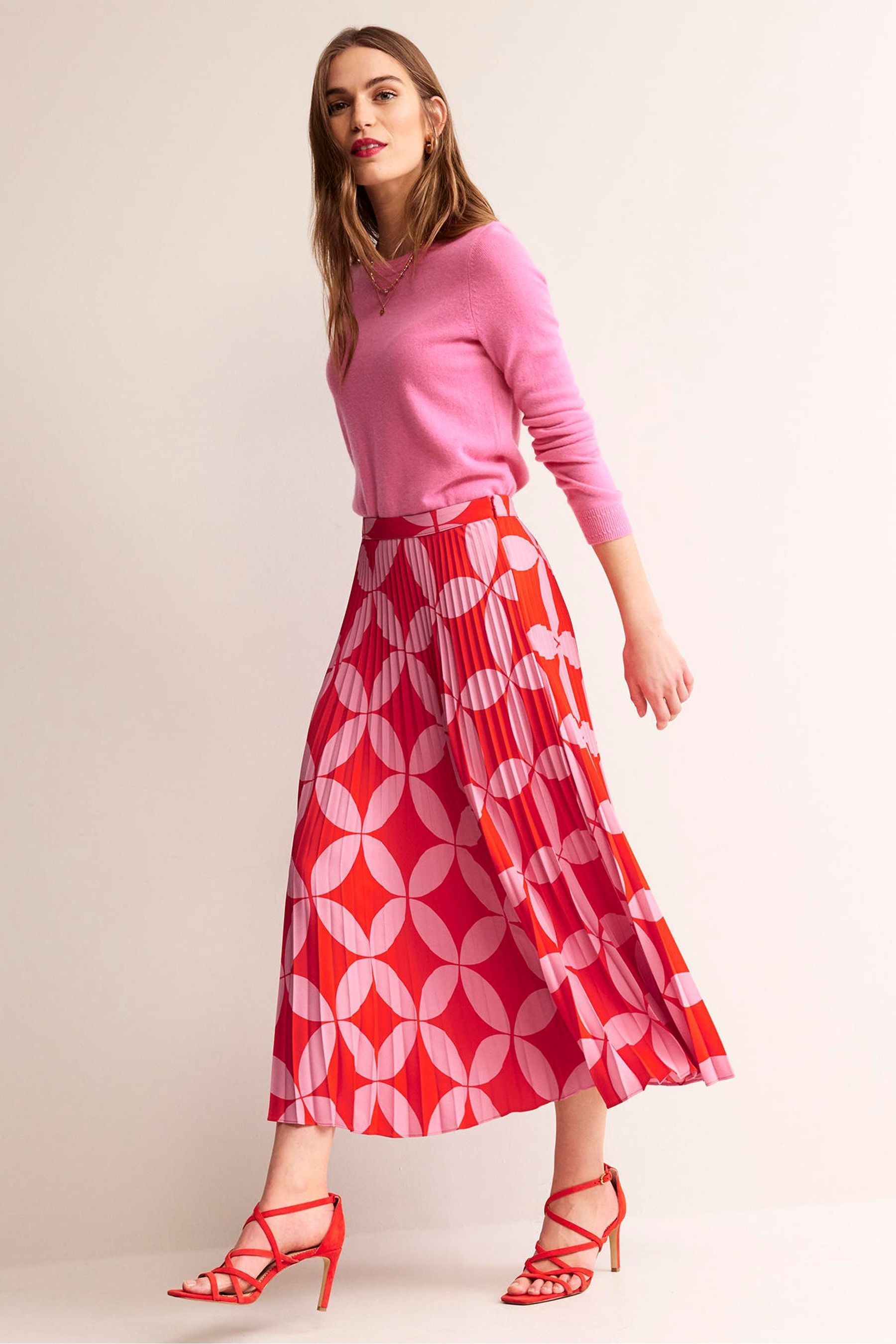Boden red midi skirt online