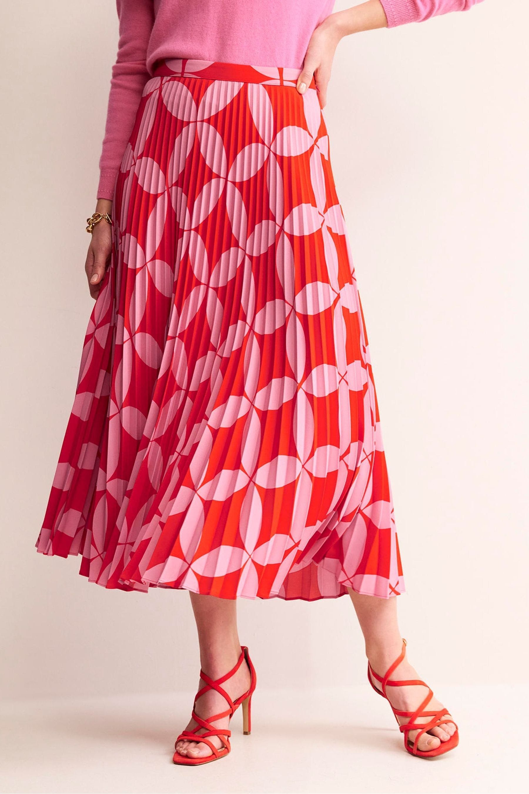 Buy Boden Red Pleated Midi Skirt from Next Luxembourg
