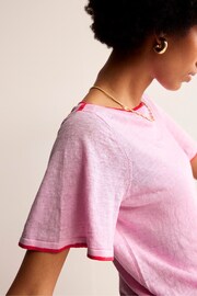 Boden Pink Maggie V-Neck Linen T-Shirt - Image 2 of 6