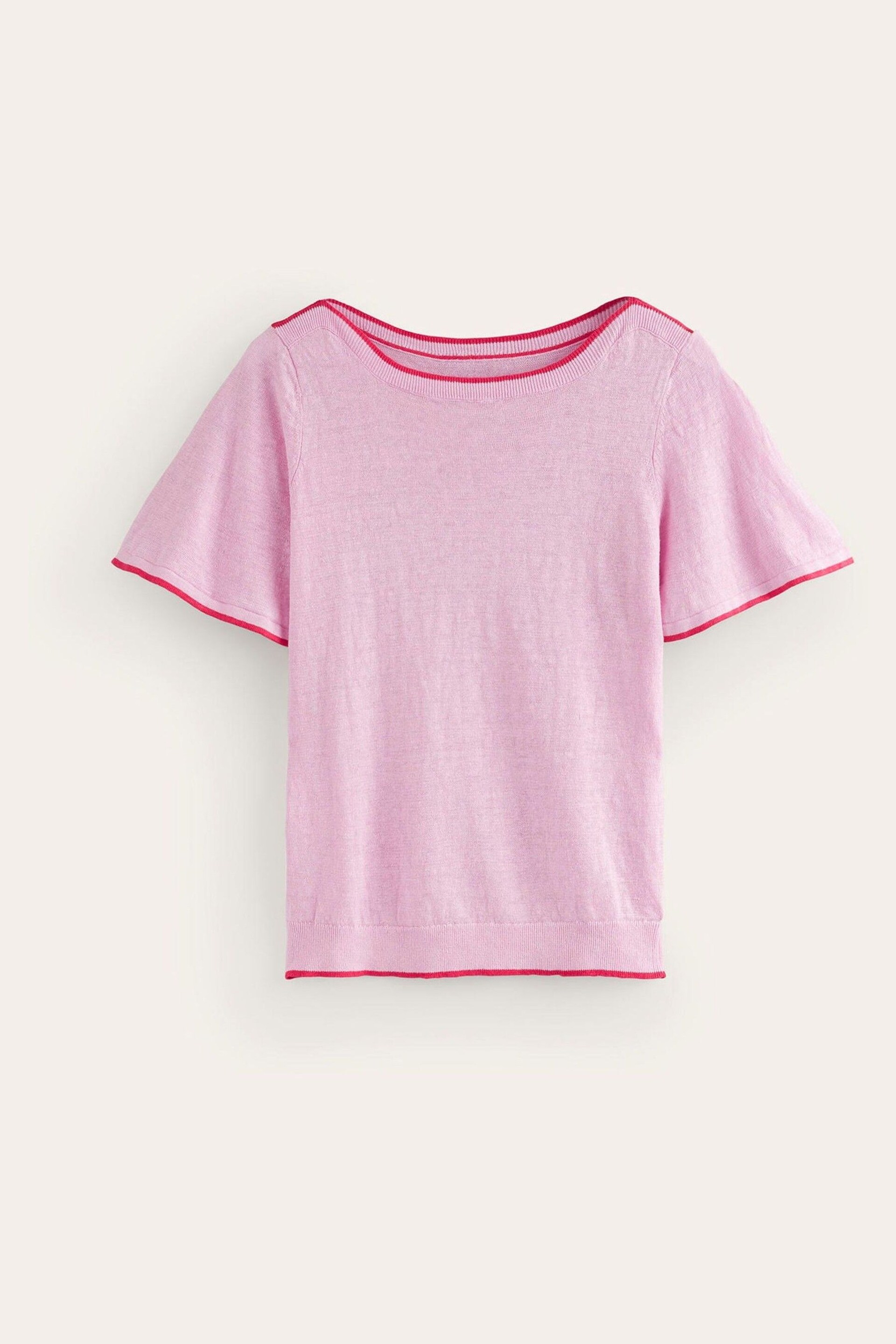 Boden Pink Maggie V-Neck Linen T-Shirt - Image 5 of 6