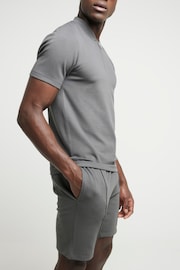 River Island Grey Textured Slim Fit Elasticated 100% Cotton Shorts - Image 3 of 4