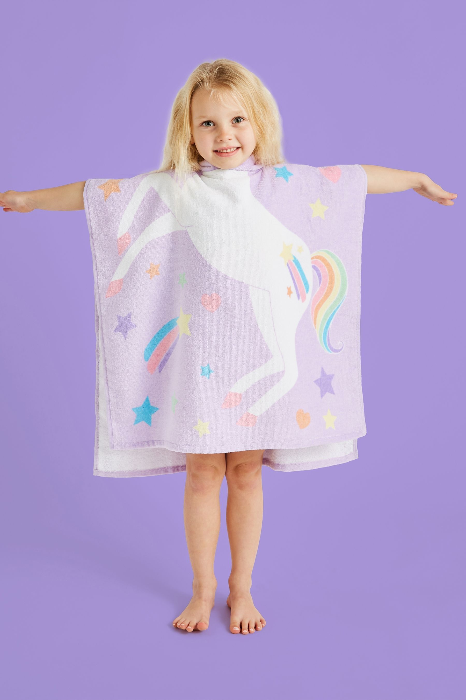 Buy Catherine Lansfield Purple Unicorn Hooded Poncho 100 Cotton Towel from the Next UK online shop