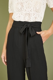 Yumi Black Linen Blend Tie Waist Trousers - Image 2 of 5