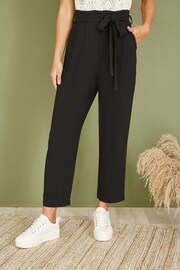 Yumi Black Linen Blend Tie Waist Trousers - Image 3 of 5