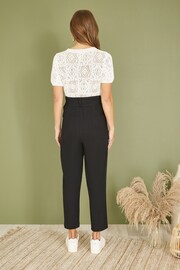 Yumi Black Linen Blend Tie Waist Trousers - Image 4 of 5