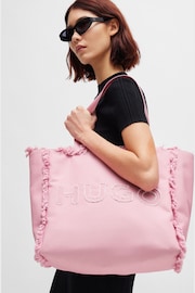 HUGO Pink Logo Tote Bag With Fringe Detailing - Image 1 of 5