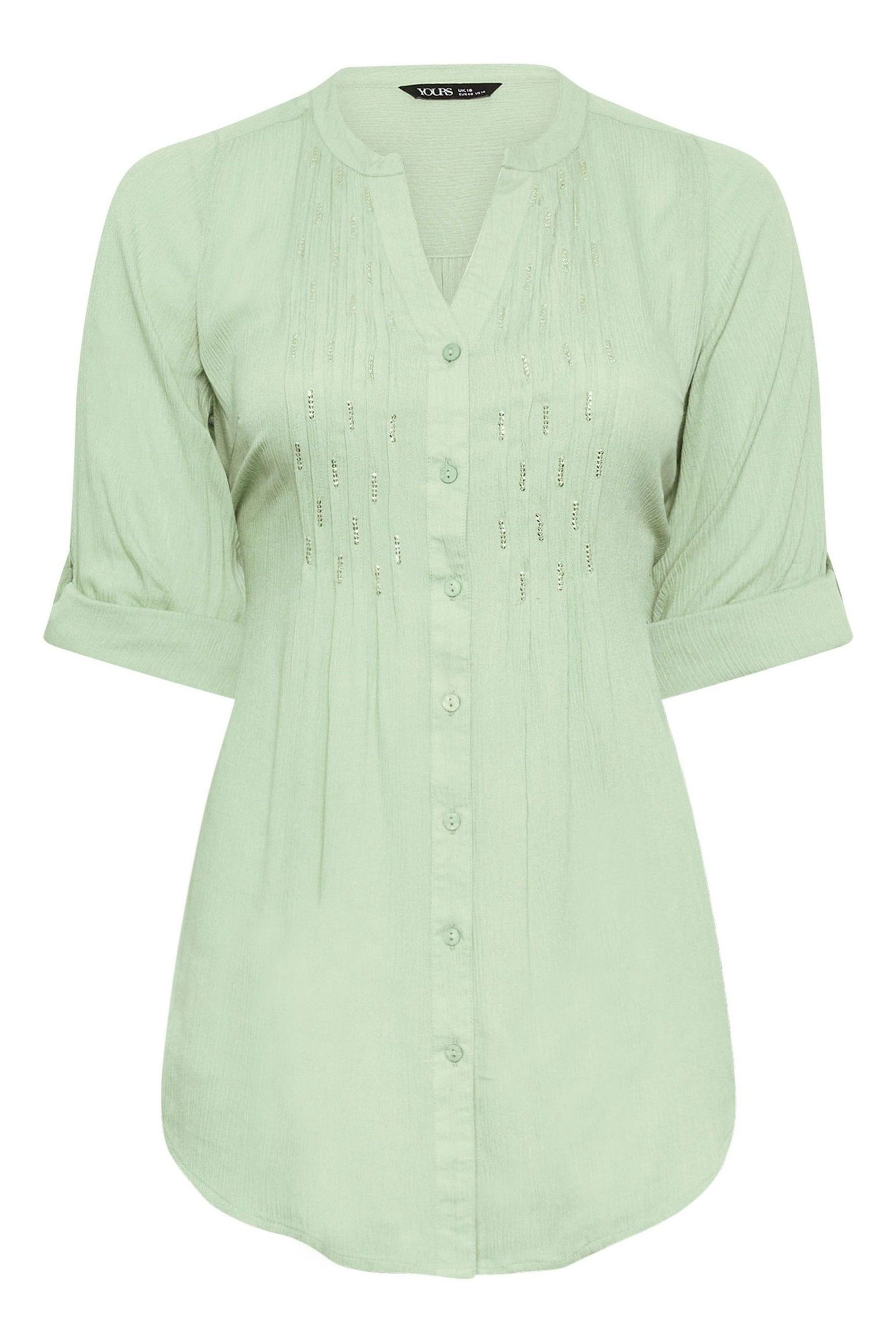 Yours Curve Green Pintuck Shirt - Image 5 of 5