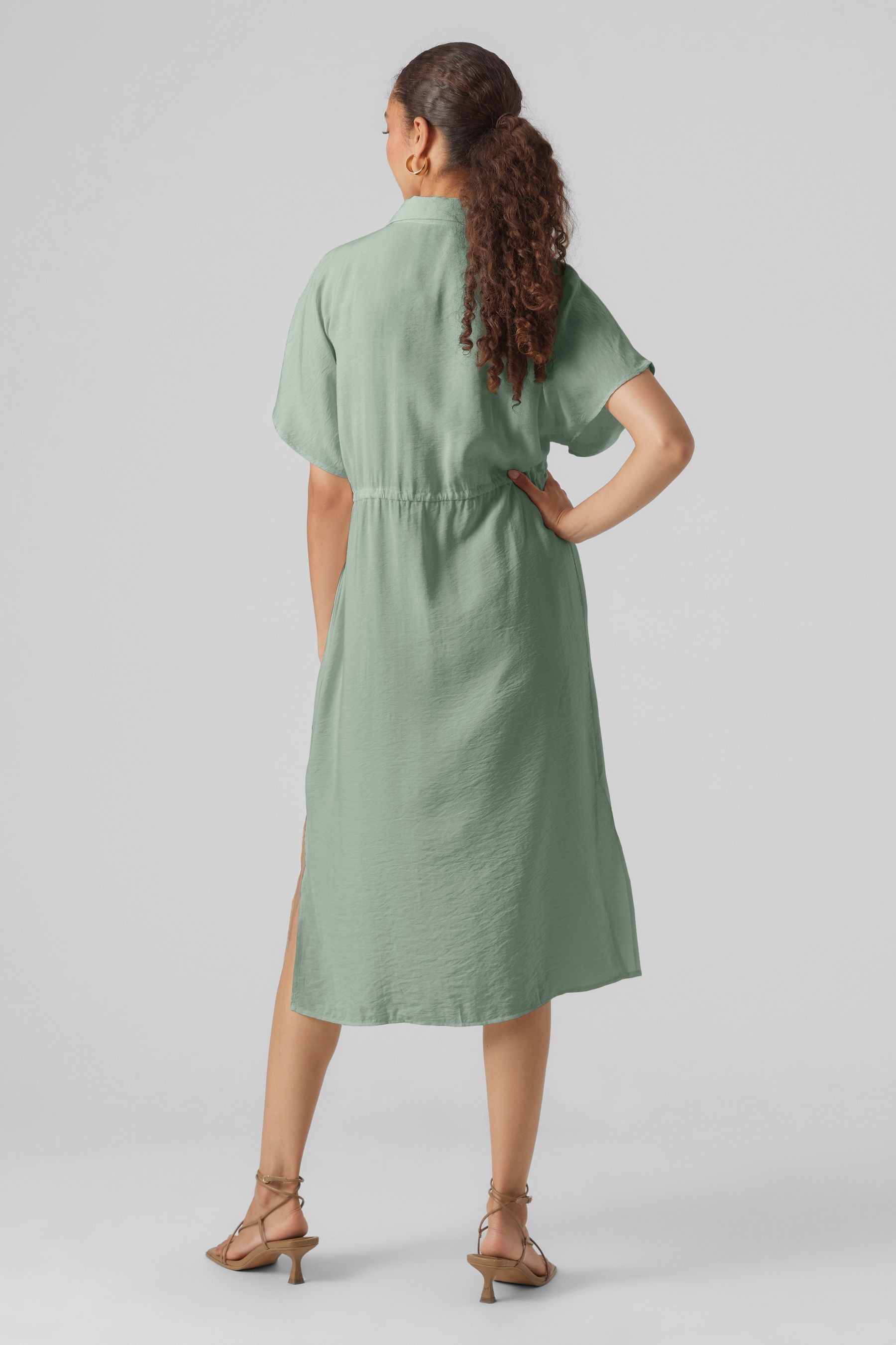 Buy VERO MODA Green Utility Pocket Midi Shirt Dress from Next Luxembourg