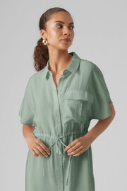 VERO MODA Green Utility Pocket Midi Shirt Dress - Image 3 of 4