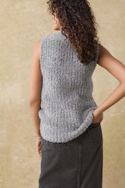 Grey Boucle V-Neck Knitted Tank Vest - Image 4 of 9