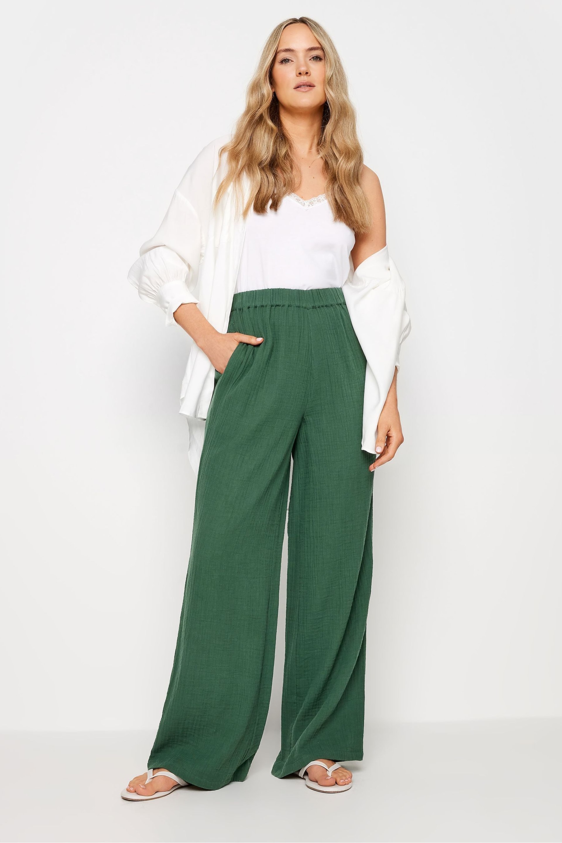 Long Tall Sally Green Wide Leg Trousers - Image 3 of 5