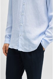 BOSS Blue Linen Regular Fit Shirt - Image 5 of 6