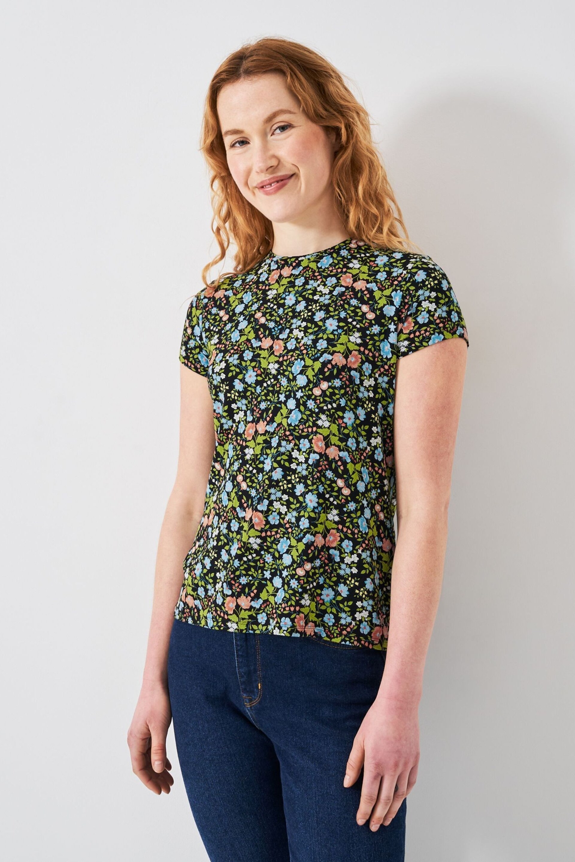 Crew Clothing Company Multi Floral Cotton Regular T-Shirt - Image 1 of 4