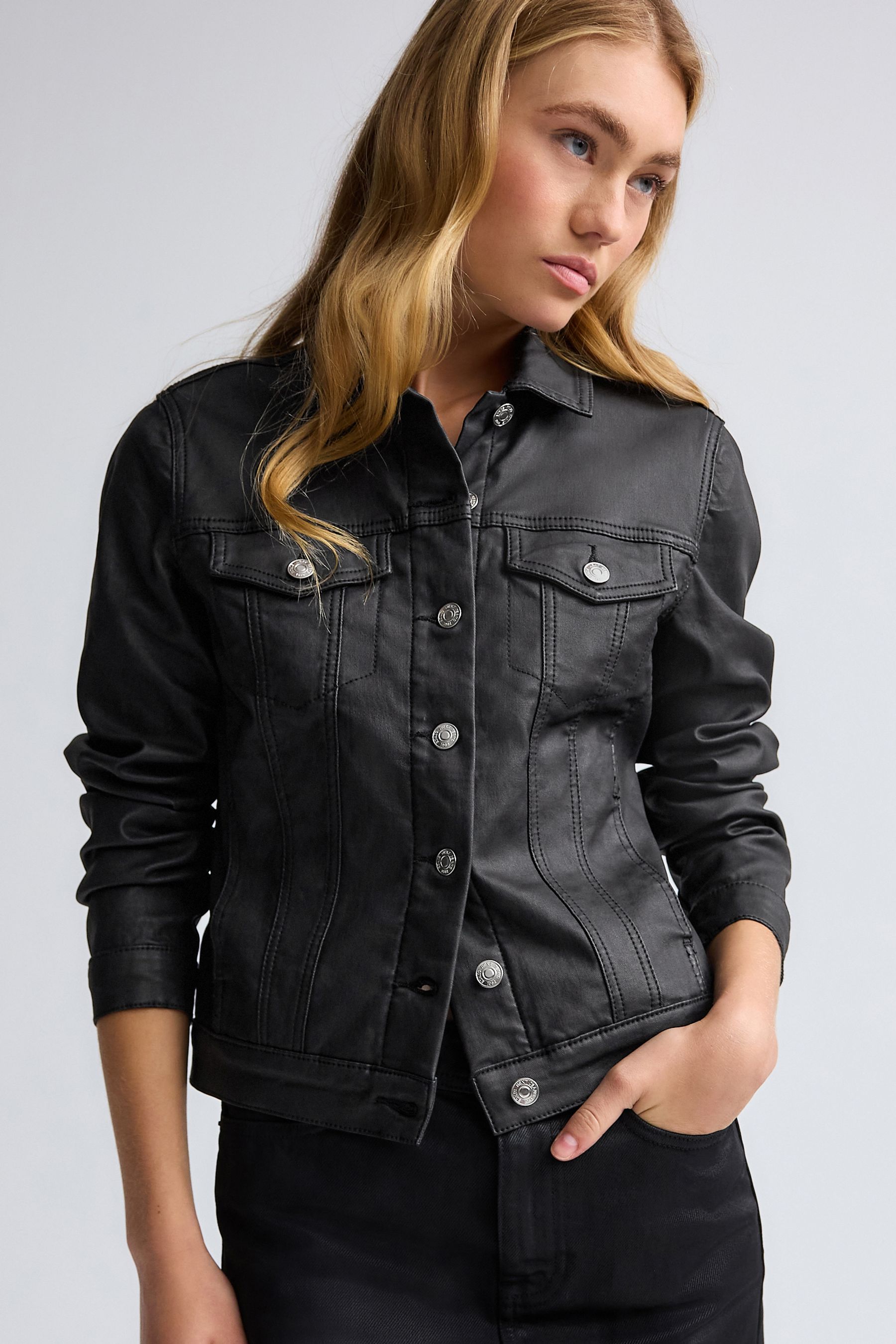 Coated denim jacket shop