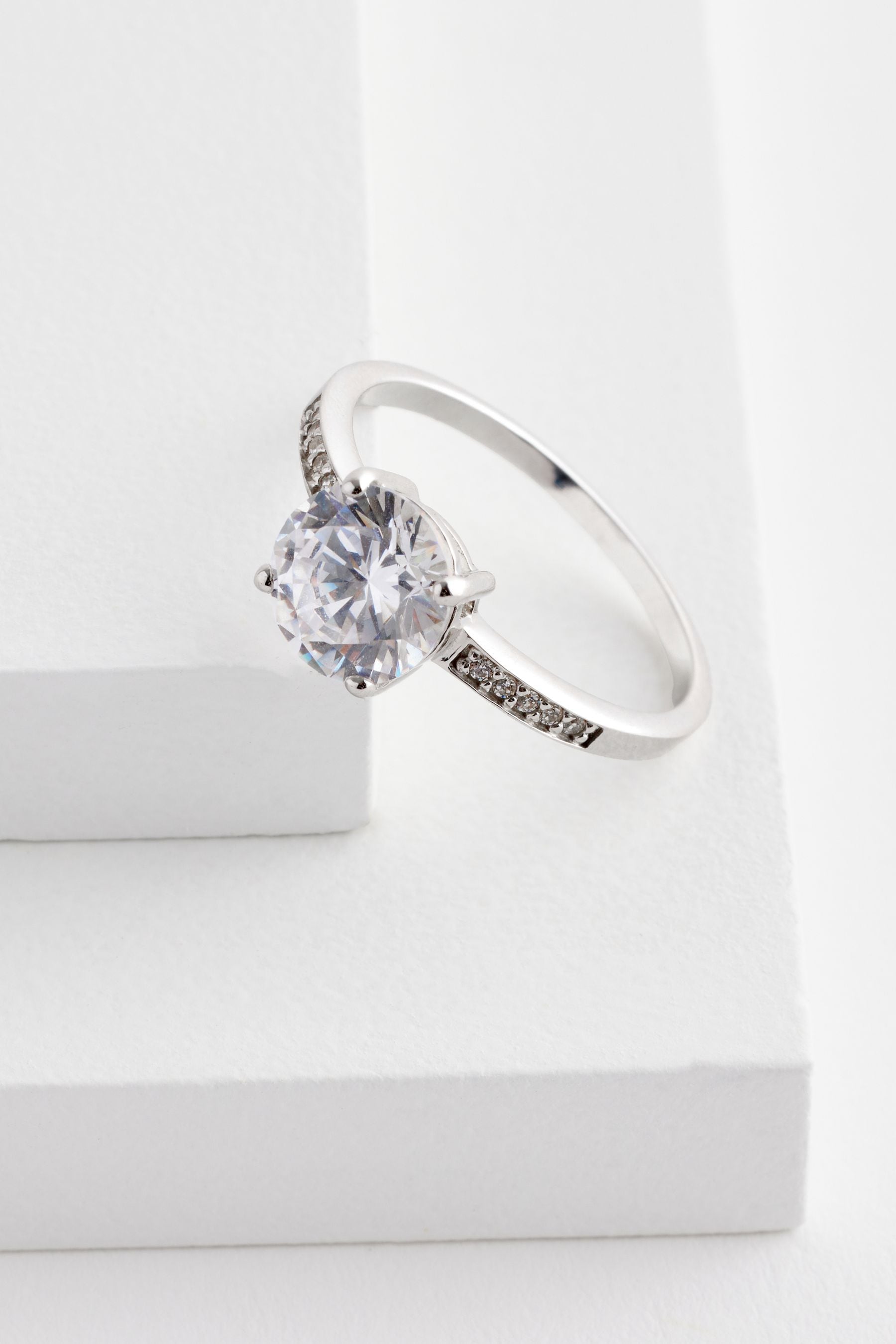 Buy Sterling Silver Cubic Zirconia Solitaire Ring from Next Luxembourg