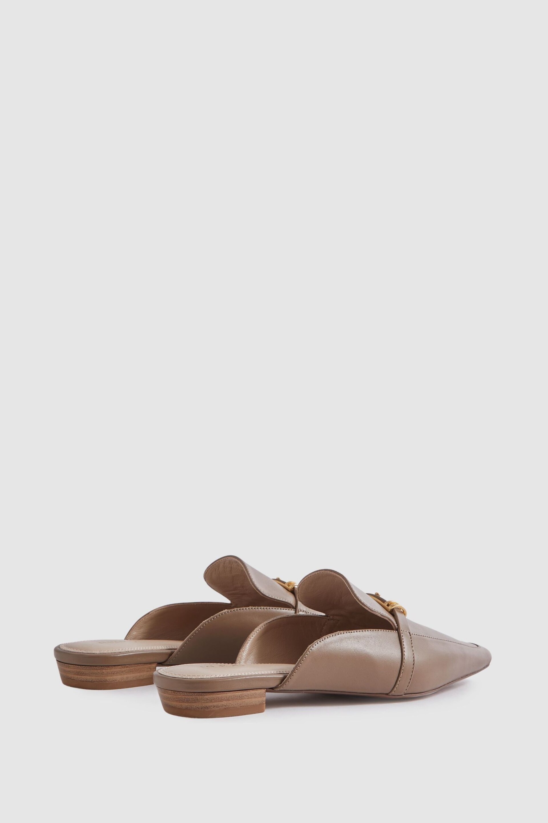 Reiss Taupe Meghan Flat Leather Mules - Image 4 of 5