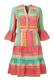 Joe Browns Pink Jacquard Boho Flared Sleeve Smock Style Tunic Mini Dress - Image 7 of 7