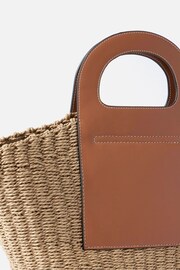 Mint Velvet Brown Leather Woven Basket Bag - Image 3 of 5