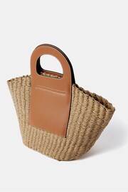 Mint Velvet Brown Leather Woven Basket Bag - Image 4 of 5