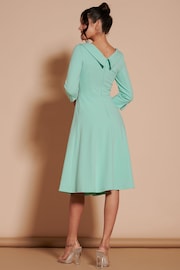 Jolie Moi Green 3/4 Sleeve Fold Neck Midi Dress - Image 2 of 6