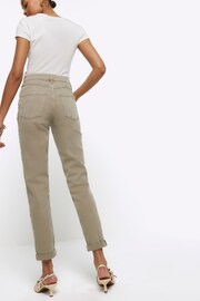 River Island Light Khaki Mom High Rise Bum Sculpt Jeans - Image 2 of 5