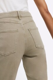 River Island Light Khaki Mom High Rise Bum Sculpt Jeans - Image 3 of 5