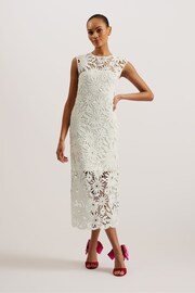 Ted Baker Cream Crochet Sleeveless Corha Midi Dress - Image 1 of 4