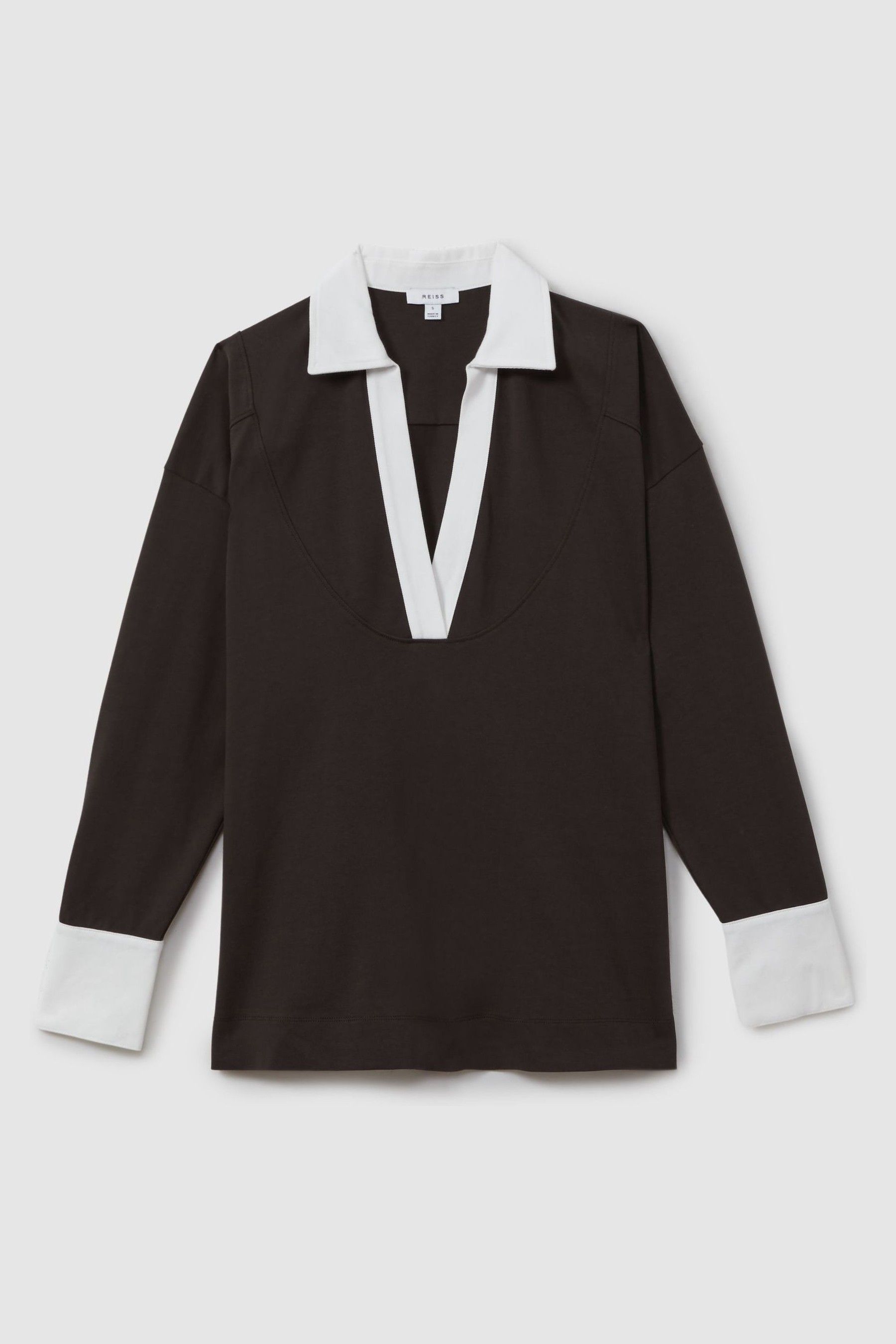 Buy Reiss Chocolate White Aspen Oversized Cotton Open Collar Jumper from Next Canada