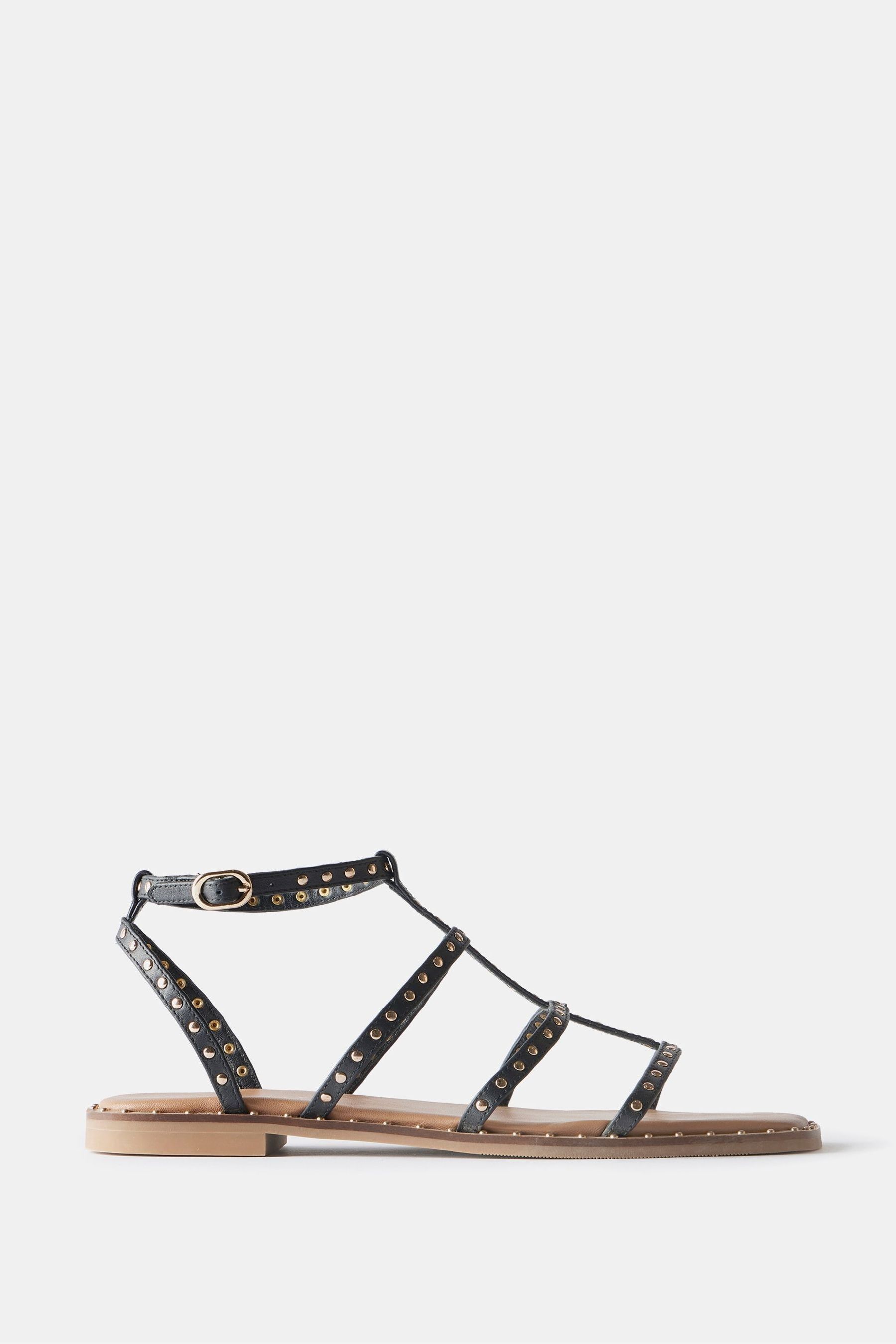 Buy Mint Velvet Black Leather Studded Sandals from the Next UK online shop