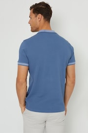 Threadbare Blue Popcorn Cotton Jersey Polo Shirt - Image 2 of 4