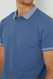 Threadbare Blue Popcorn Cotton Jersey Polo Shirt - Image 4 of 4