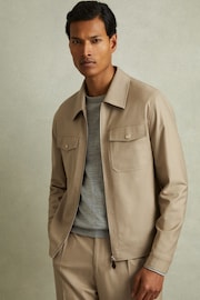 Reiss Light Camel Pound Moleskin Finish Trucker Jacket - Image 1 of 5