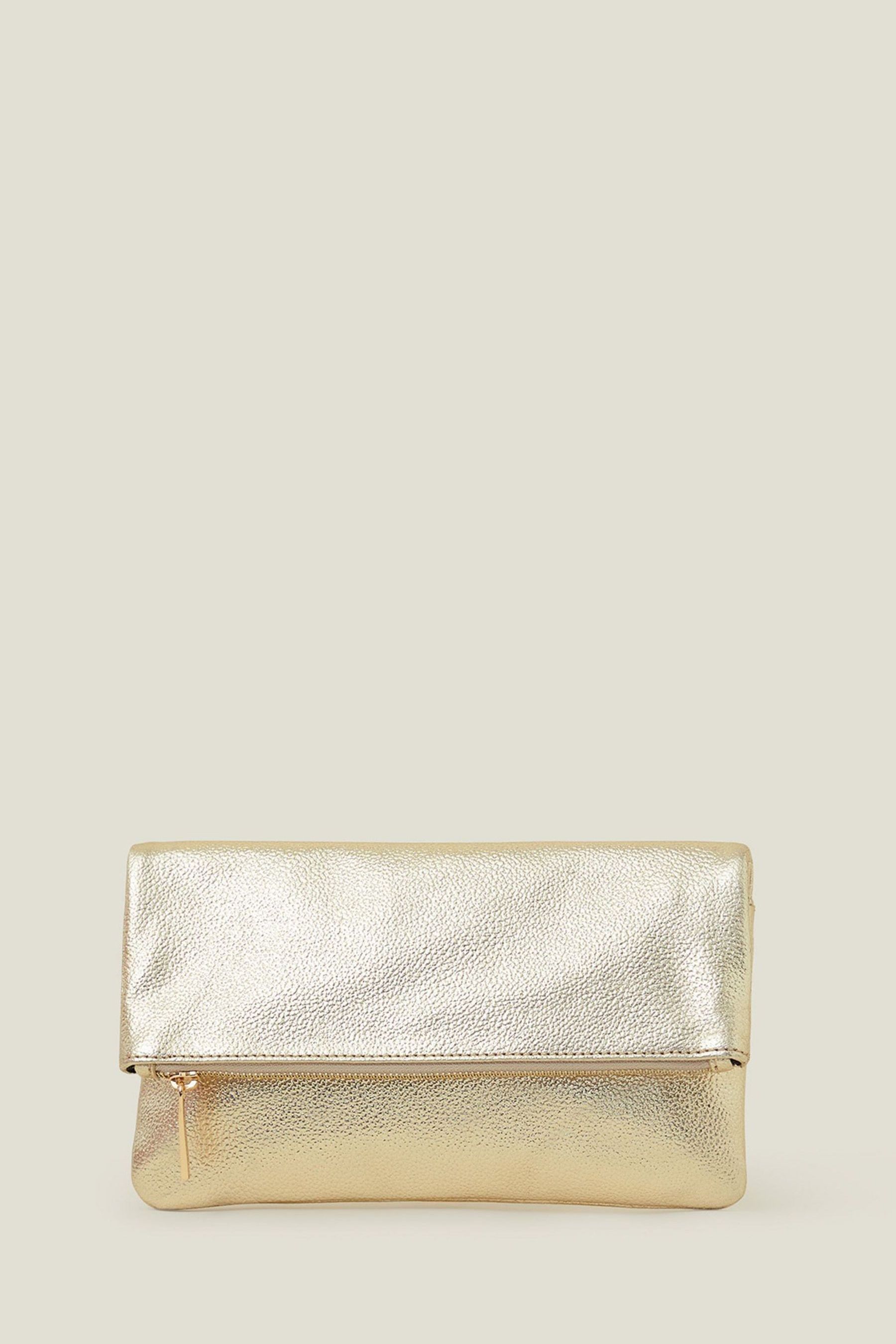 Gold leather clutch discount