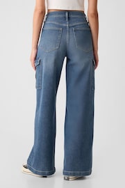 Gap Blue High Waisted Stride Wide Leg Cargo Jeans - Image 2 of 6