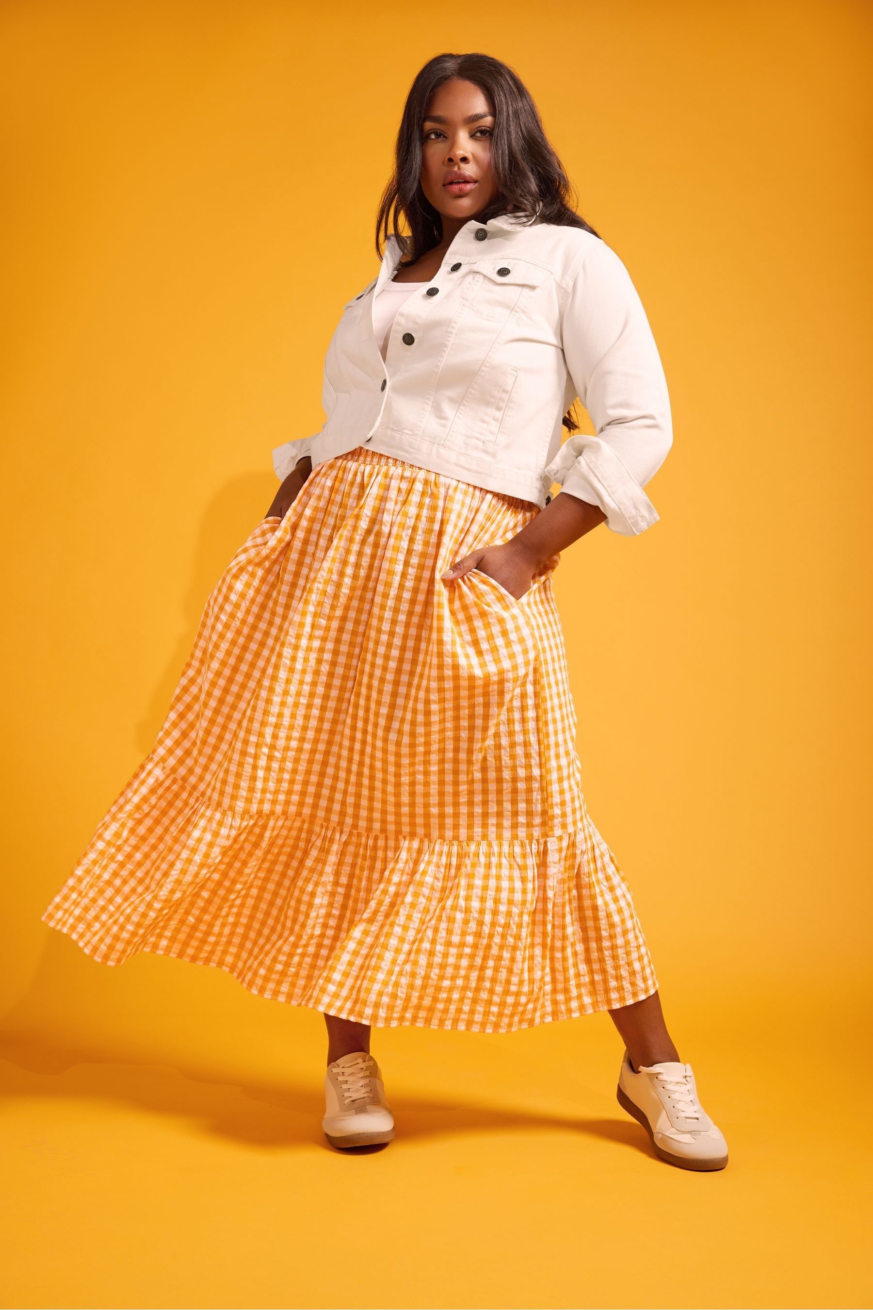 Orange gingham skirt outlet