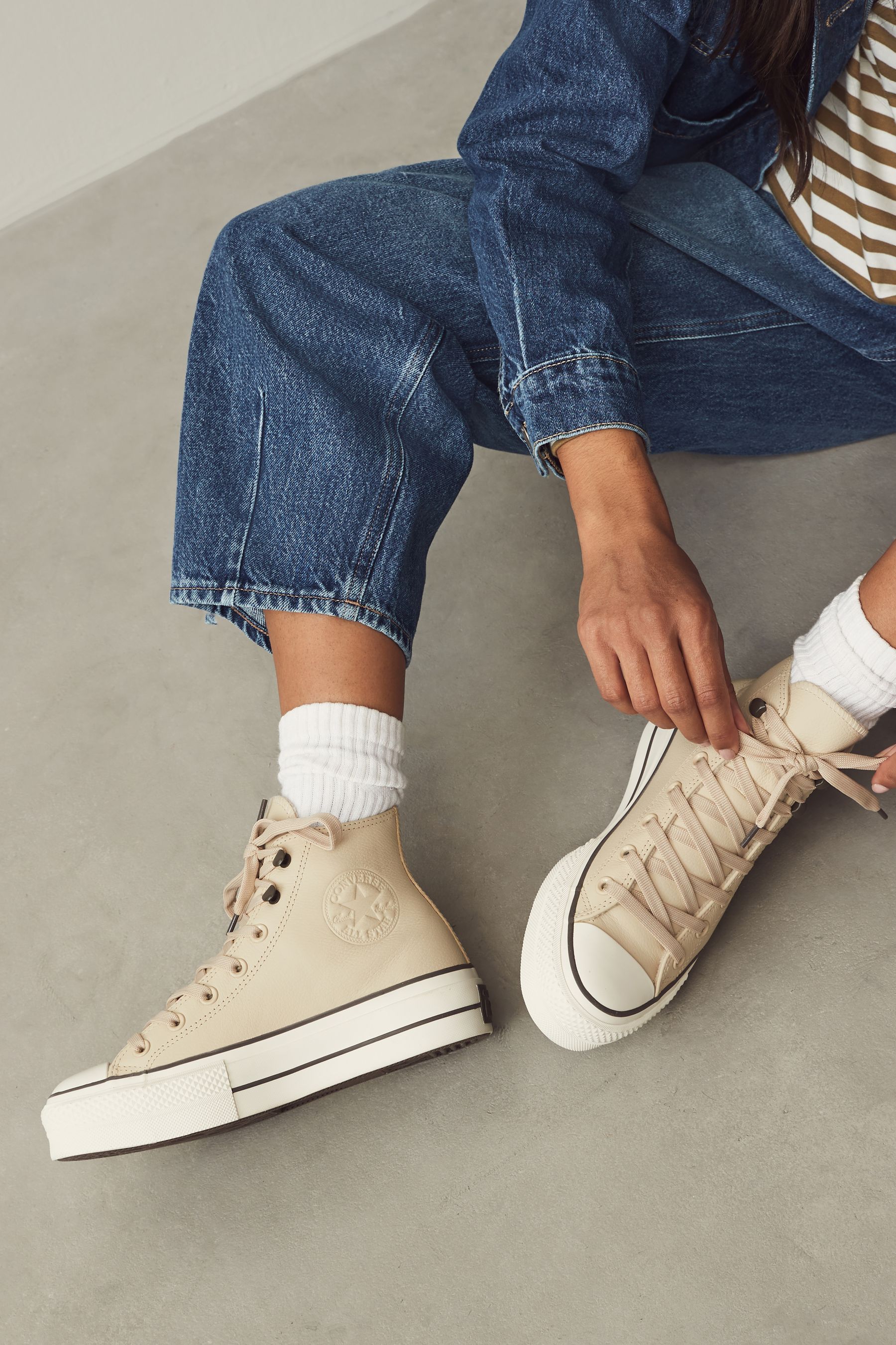 Buy Converse Nude Leather Chuck Taylor All Star Lift Trainers from Next Canada