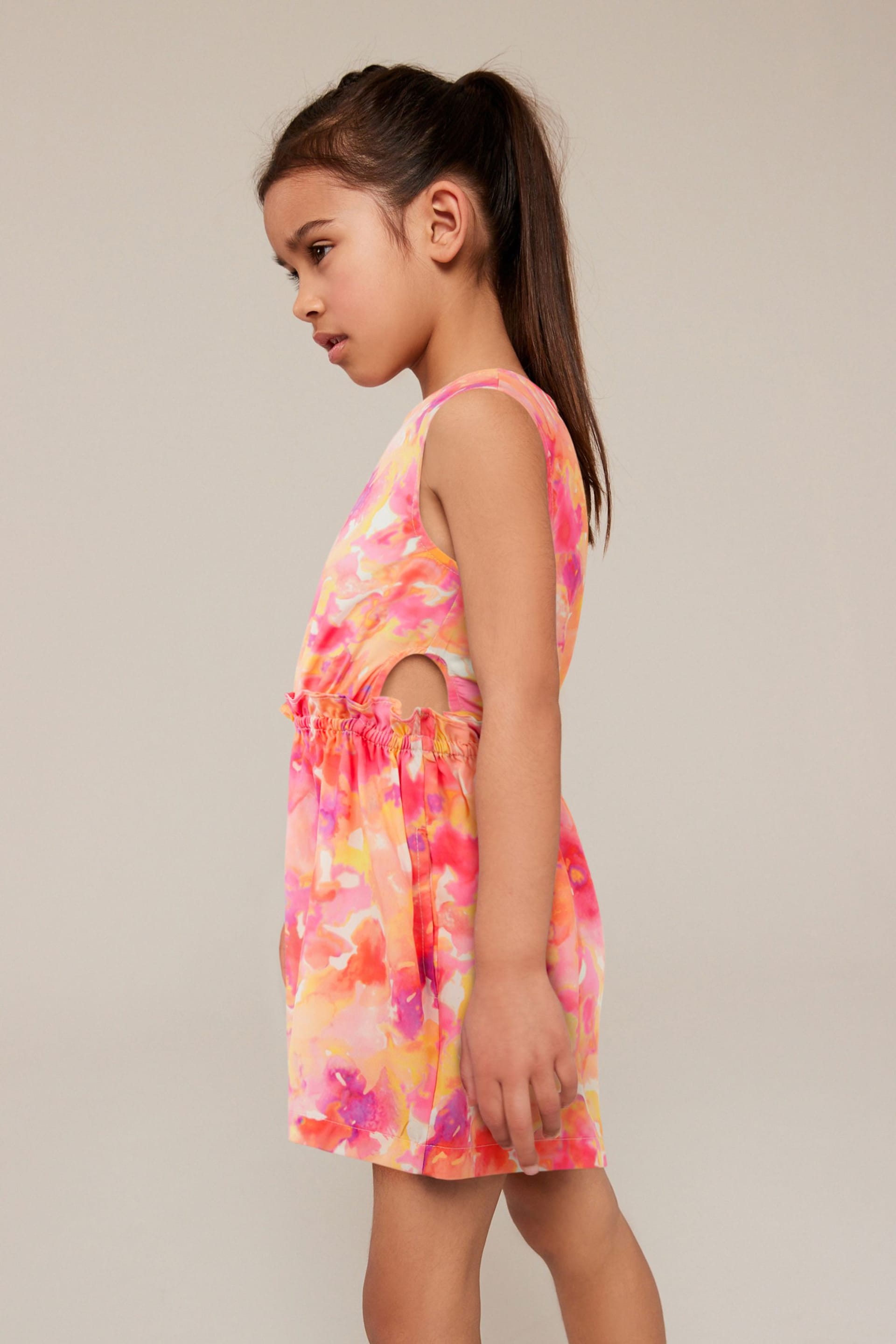 Yellow/Pink Cut-Out Detail Playsuit (3-16yrs) - Image 3 of 6