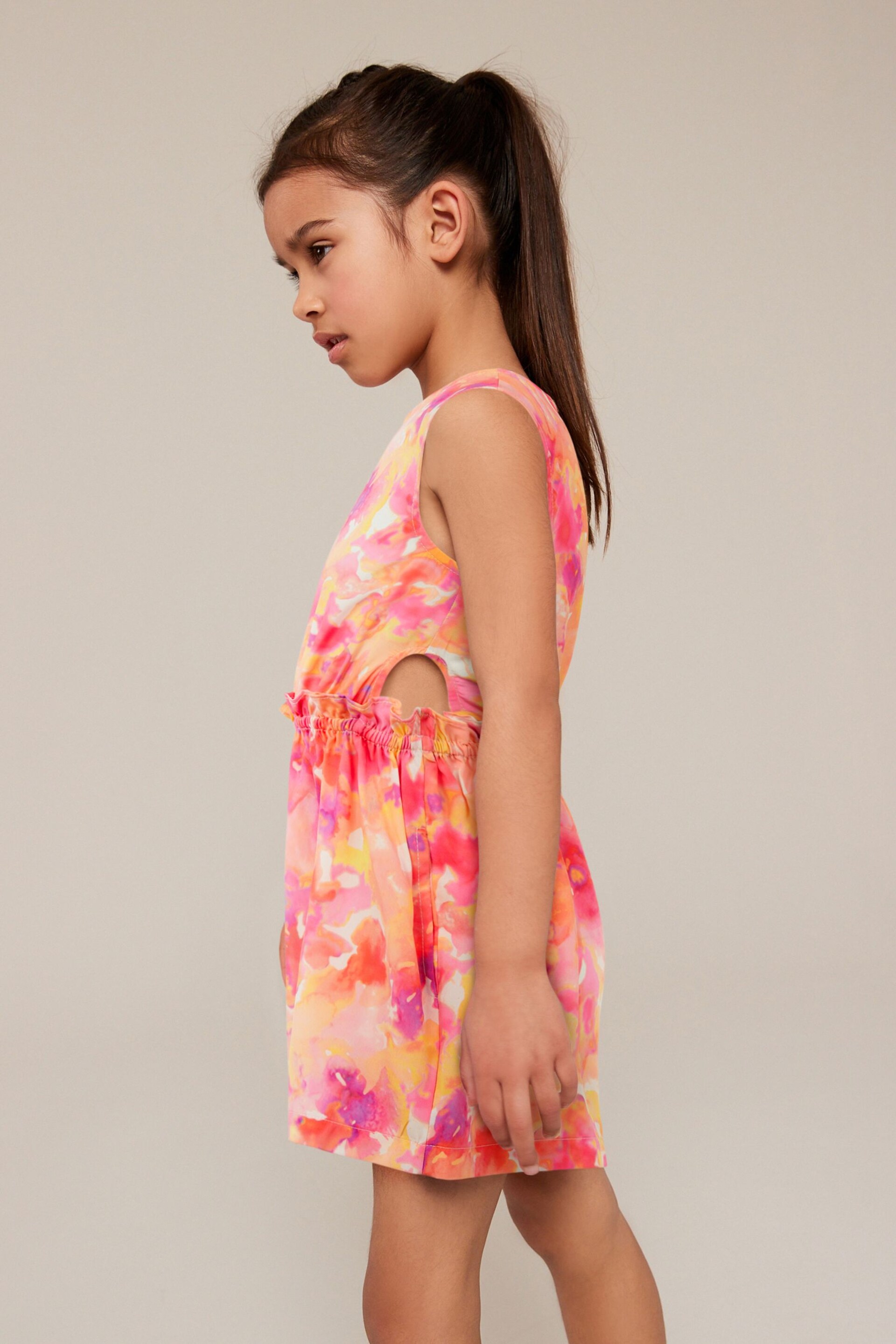 Yellow/Pink Cut-Out Detail Playsuit (3-16yrs) - Image 7 of 7