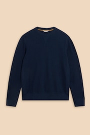 White Stuff Blue Pique Crew Neck Sweater - Image 5 of 7