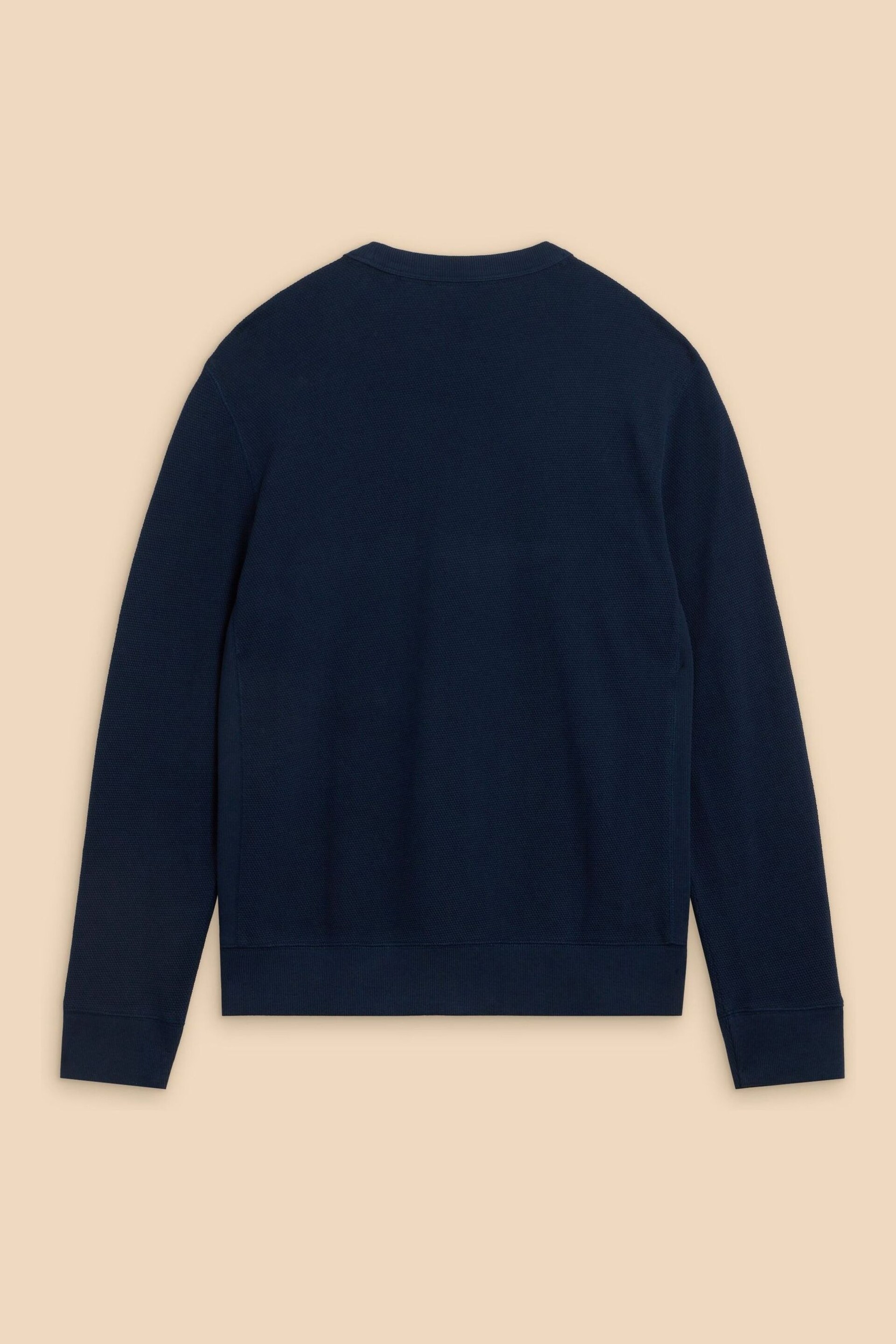 White Stuff Blue Pique Crew Neck Sweater - Image 6 of 7