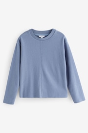 Pale Blue Cosy Soft Touch Rib Seam Detail Crew Neck Jumper - Image 1 of 3