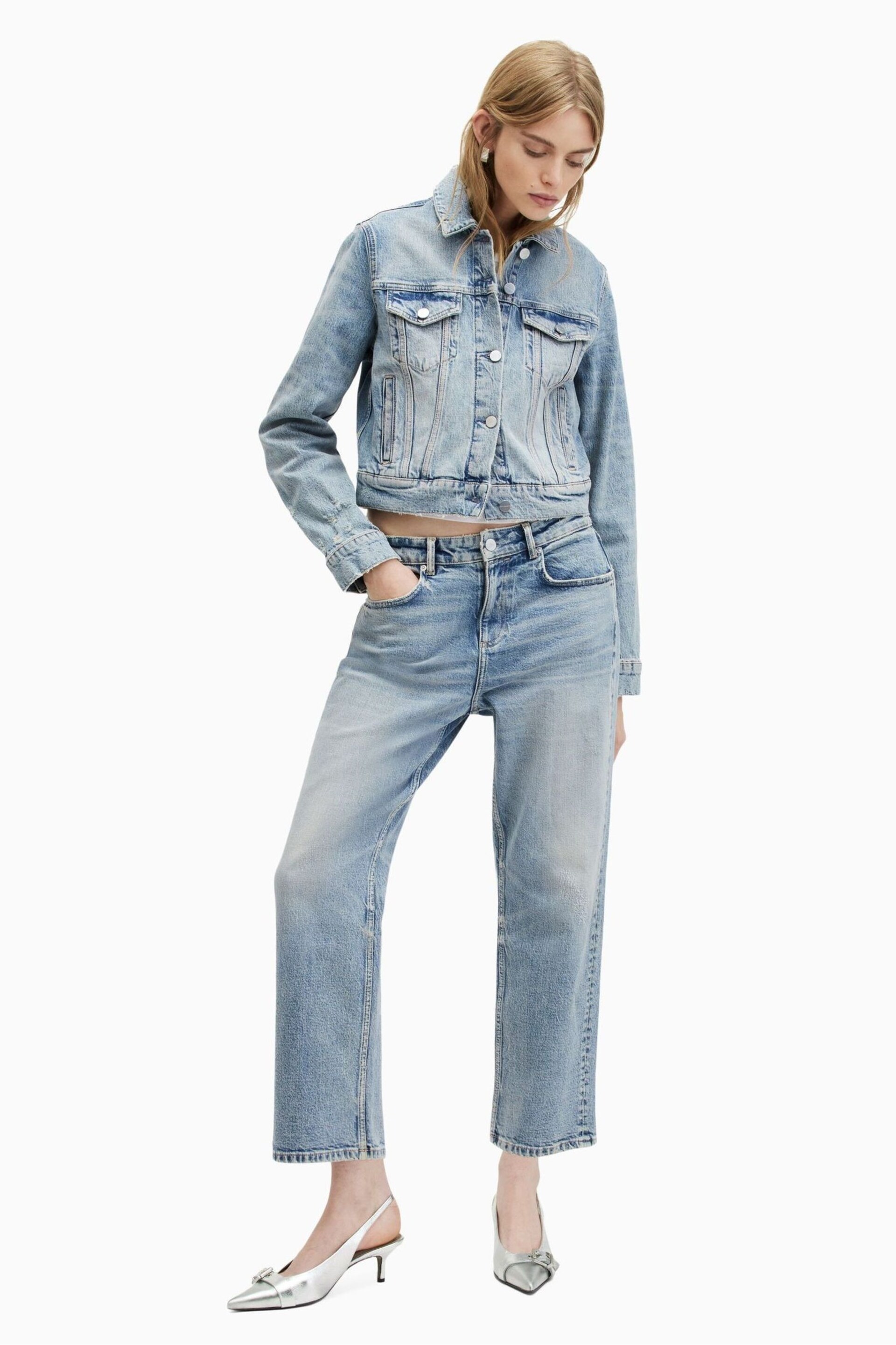 AllSaints Blue Ida Cropped Jeans - Image 4 of 7