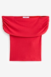 Red Bardot Off The Shoulder Ribbed Top - Image 6 of 7